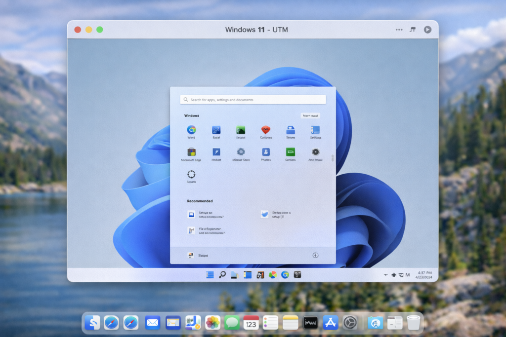 Windows 11 running inside UTM on macOS Sequoia