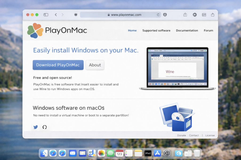 PlayOnMac homepage on macOS Sequoia