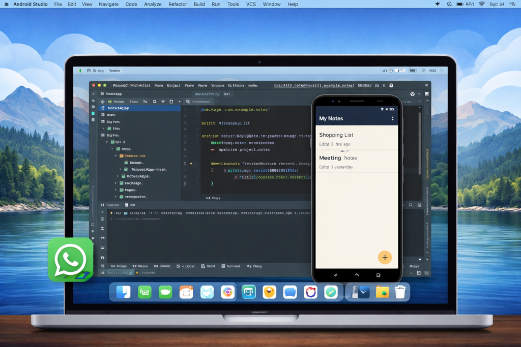  Android Studio running an Android app on macOS Sequoia