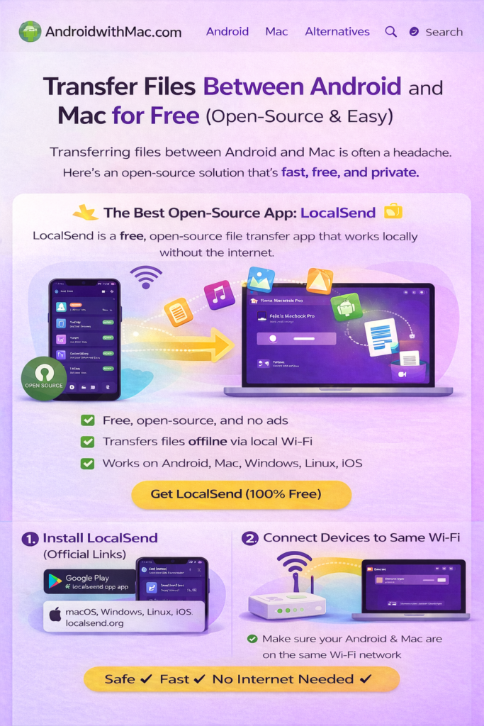 transfer files between android and mac free using localsend open source app